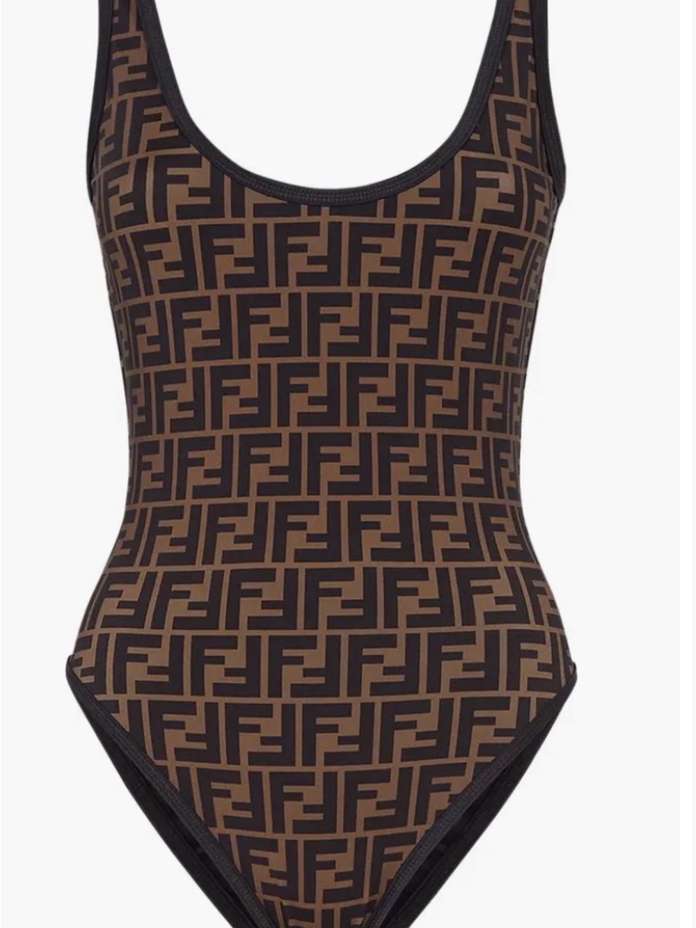 Fendi Brown and Black FF Logo One-Piece Swimsuit - Picture 2 of 5